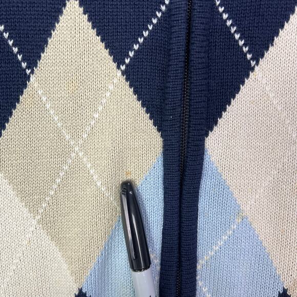 Lacoste Argyle‎ Blue Sweater Knit Full Zip Men's Size 6 - Picture 4 of 12